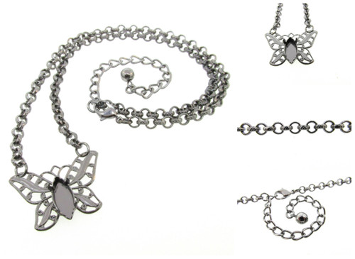 Butterfly Filigree Necklace with Empty 15mm x 7mm Navette Center Setting | 3 Pieces