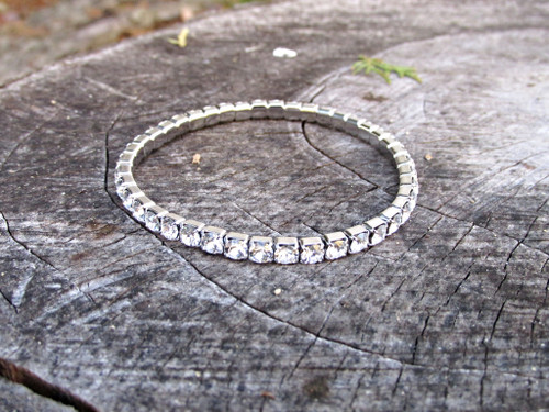 LVR 4mm Stretch Bracelet Made With Swarovski Crystals in Rhodium 1 Piece