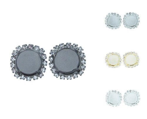 12mm Round Crystal Halo Stud Earring different finishes