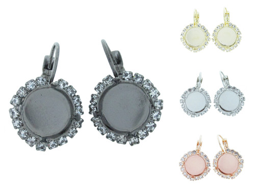 12mm Round Crystal Halo Drop Earring in the different finishes