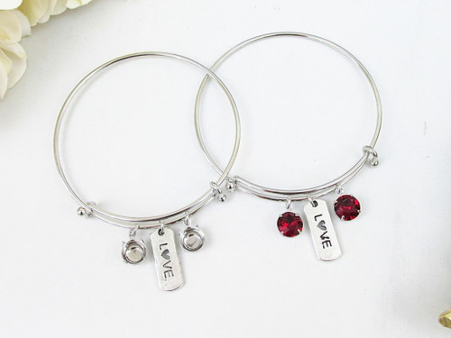 8.5mm | Love Charm Bangle Bracelet | One Piece