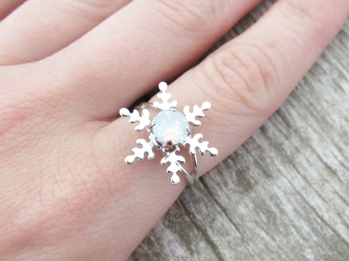 6mm (29ss) Snowflake Classic Band Adjustable Ring