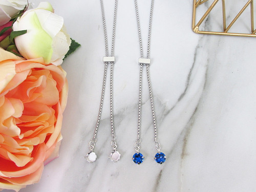 8.5mm | Single Setting Adjustable Slider Necklace | One Piece