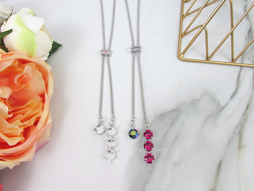 8.5mm | Single Setting & Three Setting Drop Adjustable Slider Necklace | One Piece