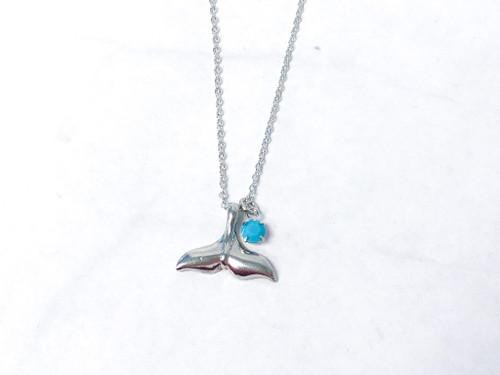 Dolphin Tale Necklace with vintage Turquoise Swarovski Crystal