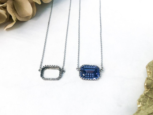 18mm x 13mm Octagon | Crown Pendant Necklace | Delicate Chain | One Piece 