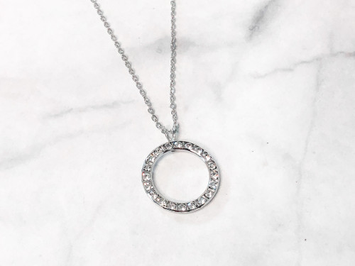 22mm Bezel  Pendant Necklace made with Swarovski Crystals | Rhodium or Gold