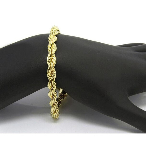French Rope Bracelet 6mm 8 Inches | Rhodium or Gold