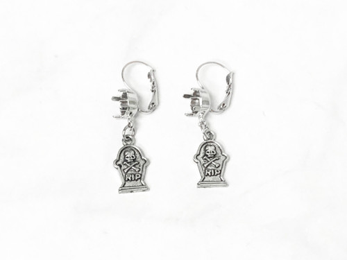 Tombstone charm earrings view 2