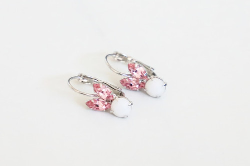 Small Pink Bunny Rhinestone Drop Earrings | One Pair