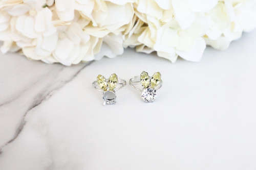 8.5mm | Small Bunny Crystal Rhinestone Adjustable Ring | One Piece