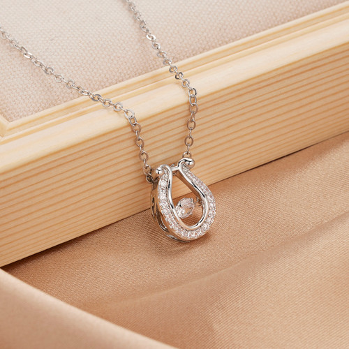 Dancing CZ Horseshoe Necklace