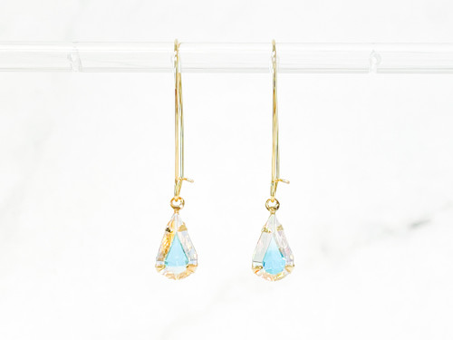 Swarovski Crystal AB Pear Gold Wire Earrings 