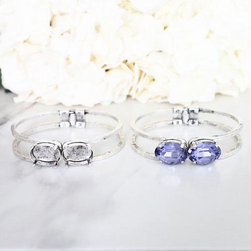 18mm x 13mm Oval | Two Setting Hinge Bracelet | One Piece