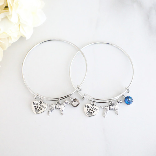 8.5mm | Best Friend Dog Charm Bangle Bracelet | One Piece