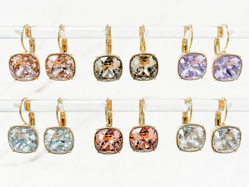 12mm Square | Branded Collection Earrings Made With Swarovski® Crystals | One Pair