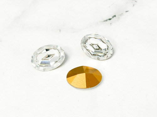 18mm x 13mm Oval | Crystal (Gold Foiled) | Swarovski Article 4100 | 3 Pieces