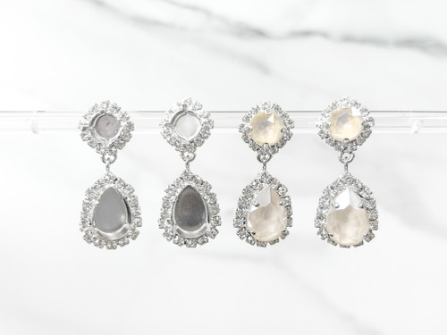 8.5mm & 14mm x 10mm Pear | Crystal Halo Stud Earrings