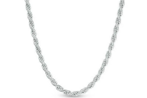 French Rope Necklace 6mm 24 Inches | Rhodium or Gold