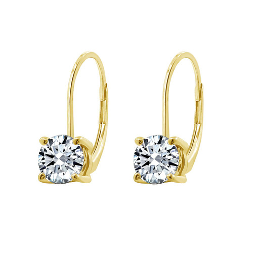 Solitaire Round Cut Earrings, front view