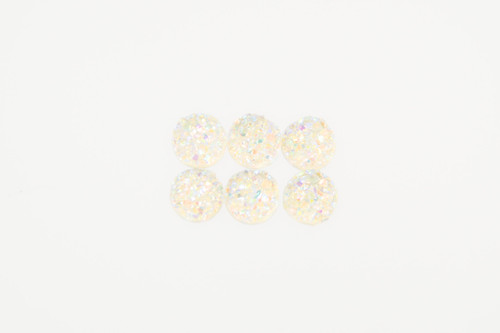 8.5mm | Clear White Druzy Style | 6 Pieces