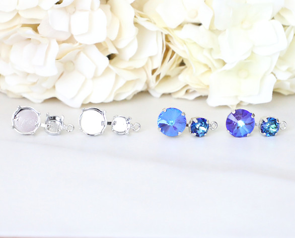 8.5mm & 12mm Round | Stud Earring with Loop | One Pair