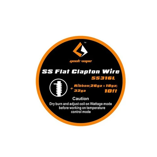 Geek Vape SS Flat Clapton Wire SS316L Ribbon 26GA*18GA + 32GA 10 Feet