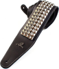 Magma Leather Bass Guitar Strap - Black w/ Metal Inlays