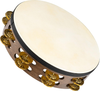 Meinl Percussion TAH2V-WB 10" Vintage Wood Tambourine - Goat Skin Head and Double Row, Hammered Brass Jingles