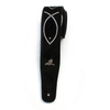 Magma Suede Guitar Strap - Black w/ Jesus Fish