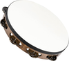 Meinl Percussion TAH1WB Headed Wood Tambourine -  Single Row, Steel Jingles