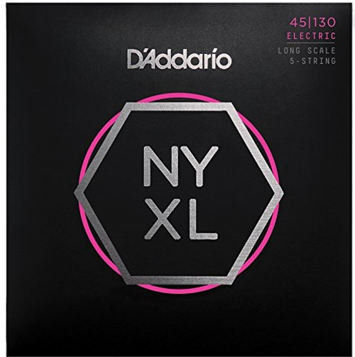 D'Addario NYXL45130 Nickel Wound Bass Guitar Strings, 5-String Regular Light, 45-130, Long Scale