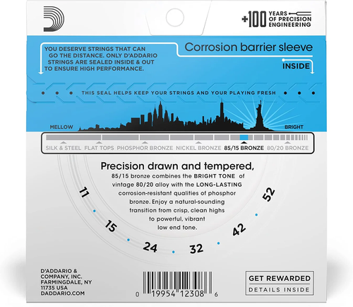D'Addario EZ910 85/15 Bronze Acoustic Guitar Strings - Light (11-52)