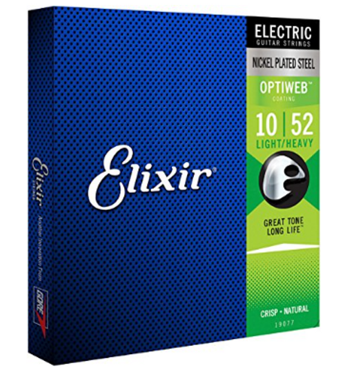 Elixir Strings 19077 Electric Guitar With Optiweb Coating, Light/Heavy (.010-.052)