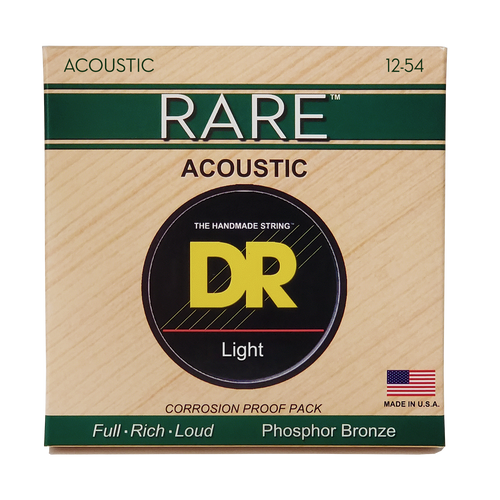 DR Strings Rare Phosphor Bronze Acoustic Guitar Strings - Light (12-54)