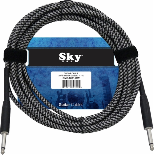 Sky Instrument Cable - 20' , Black & White