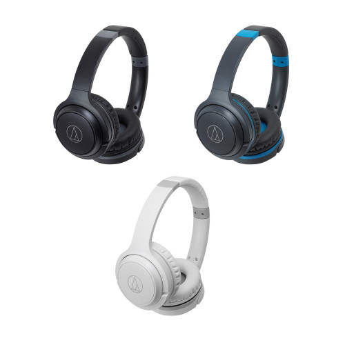 Audio-Technica ATH-S200BT Wireless on-Ear Headphones with Built-in Mic and Controls, Gray/ Blue Audio-Technica ATH-S200BT Wireless on-Ear Headphones with Built-in Mic and Controls, Gray/ Blue