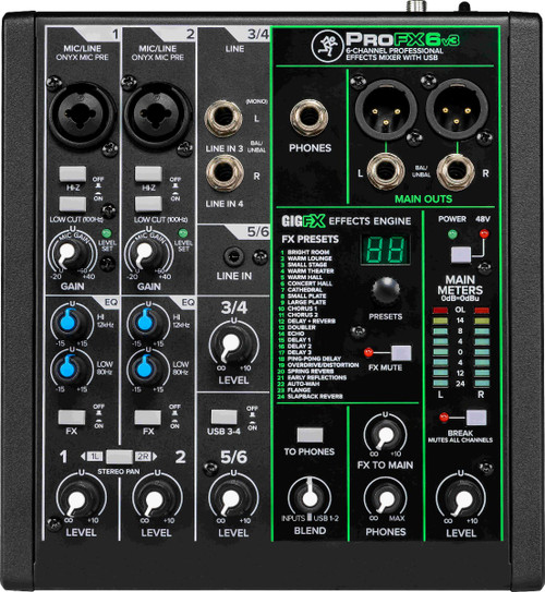 Mackie ProFX6v3 6-Channel Professional Effects Mixer with USB + Software Bundle