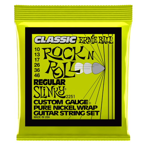 Ernie Ball 2251 Classic Rock N' Roll Pure Nickel Electric Guitar Strings - Regular Slinky (10 - 46)