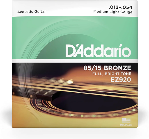 D'Addario EZ920 85/15 Bronze Acoustic Guitar Strings - Medium Light (12-54)