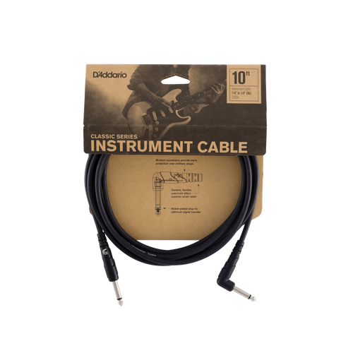 D'Addario Classic Series Instrument Cable Straight to Right-Angle - 10'
