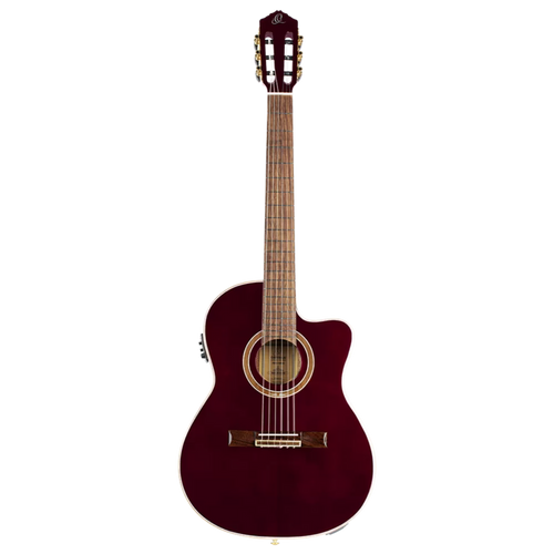 Ortega Performer Series Thinline Classical-Electric Guitar – Stained Red Gloss