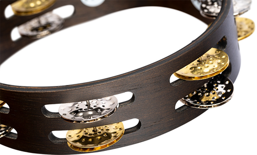 Meinl Percussion Compact Tambourine - 8", Steel/Brass Jingles, Walnut Brown