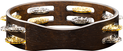 Meinl Percussion Compact Tambourine - 8", Steel/Brass Jingles, Walnut Brown