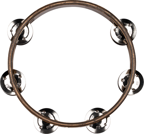 Meinl Percussion Compact Tambourine - 8", Steel Jingles, Walnut Brown