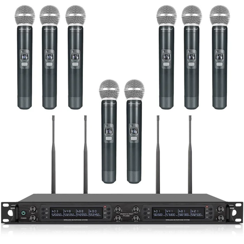 Phenyx Pro PTU-6000 UHF Wireless Mic System - 8 Handheld Mics