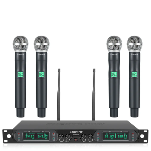 Phenyx Pro PTU-5000 UHF Wireless Mic System - 4 Handheld Mics