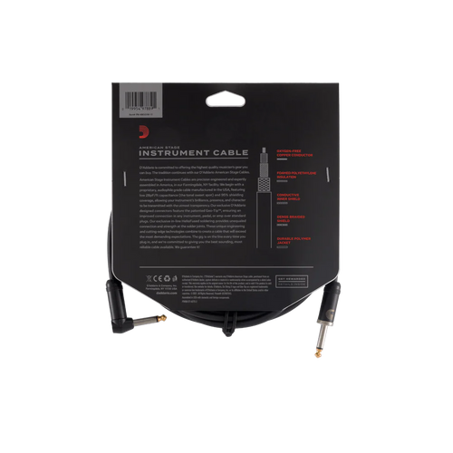 D'Addario American Stage Instrument Cable - Straight to RA - 10'