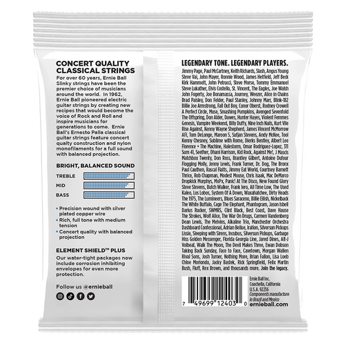 Ernie Ball 2403 Ernesto Palla Nylon Clear & Silver Classical Guitar String Set - Tie On Set Ernie Ball 2403 Ernesto Palla Nylon Clear & Silver Classical Guitar String Set - Tie On Set