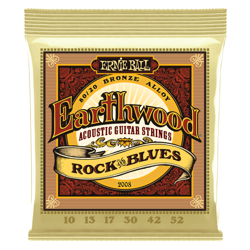 Ernie Ball 2008 Earthwood 80/20 Bronze Acoustic Guitar Strings - Rock&Blues (10-52)